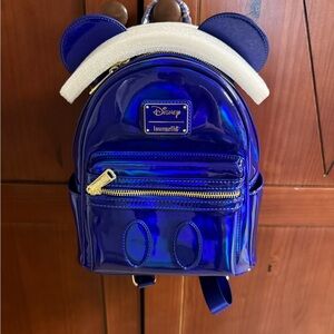 Loungefly Metallic Blue Mickey Ear Mini Backpack